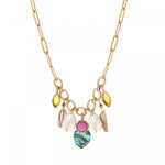 Collier charm's Mindoro nacre paua et coquillages - bleu irisé Pawa