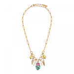 Collier charm's Mindoro nacre paua et coquillages - bleu irisé Pawa