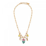 Collier charm's Mindoro nacre paua et coquillages - bleu irisé Pawa