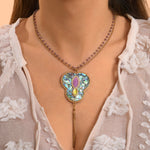 Collier sautoir nacre paua Mindoro - bleu irisé Pawa