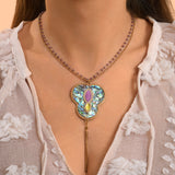 Collier sautoir nacre paua Mindoro - bleu irisé Pawa