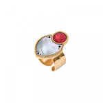 Bague fine Mindoro nacre medium - blanc Nacre turquoise