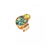 Bague fine Mindoro nacre paua medium - bleu irisé Pawa