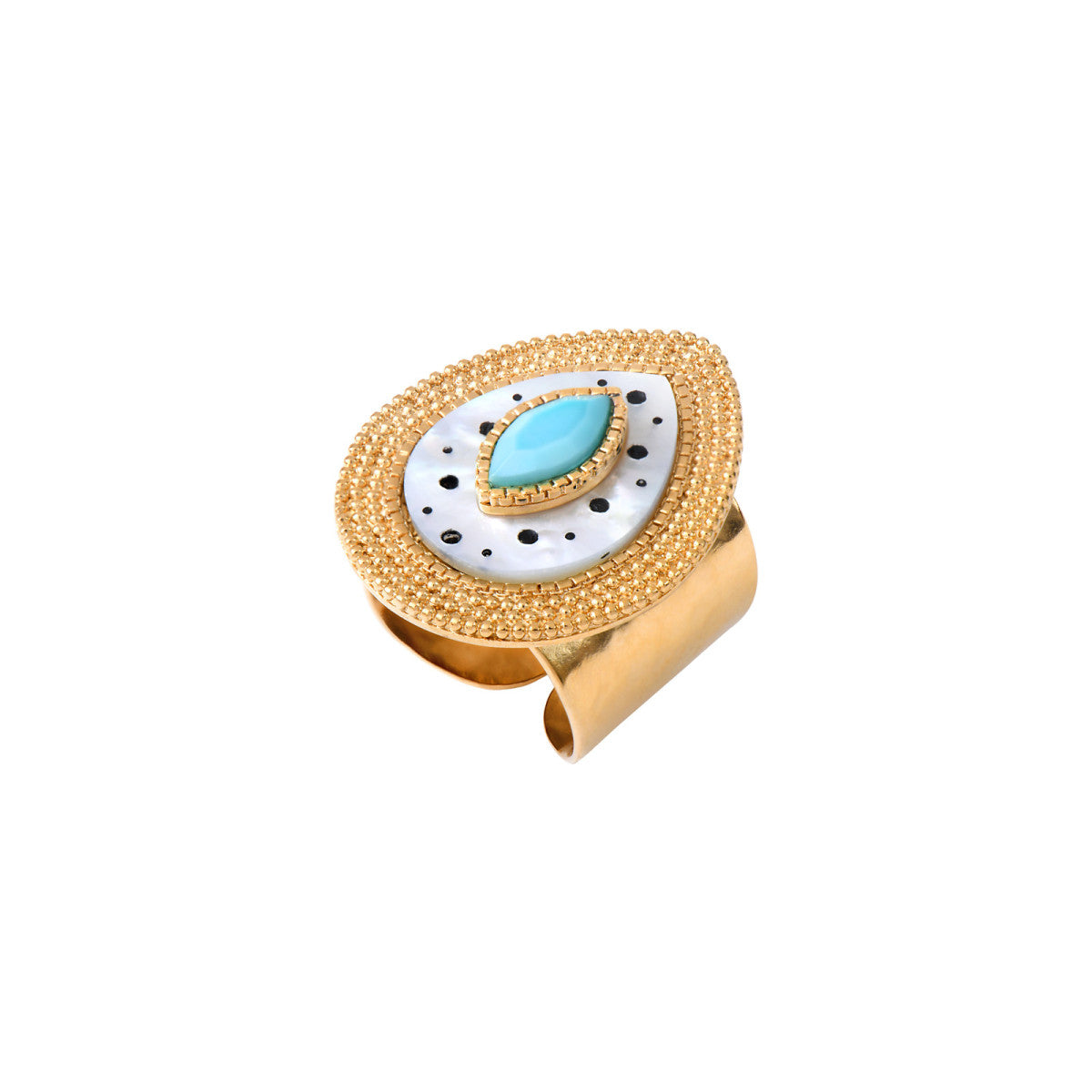 Bague cabochon Mindoro nacre medium - blanc Nacre turquoise