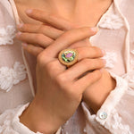 Bague cabochon Mindoro nacre paua small - bleu irisé Pawa
