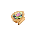 Bague cabochon Mindoro nacre paua small - bleu irisé Pawa