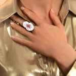 Grosse bague Mindoro nacre medium - blanc Nacre turquoise