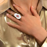 Grosse bague Mindoro nacre medium - blanc Nacre turquoise