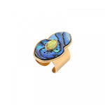 Grosse bague Mindoro nacre paua medium - bleu irisé Pawa