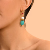 Boucles d'oreilles tiges percées Tiki perle de rivière Turquoise