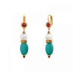 Boucles d'oreilles tiges percées Tiki perle de rivière Turquoise