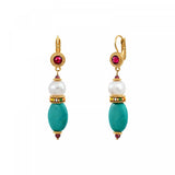 Boucles d'oreilles tiges percées Tiki perle de rivière Turquoise