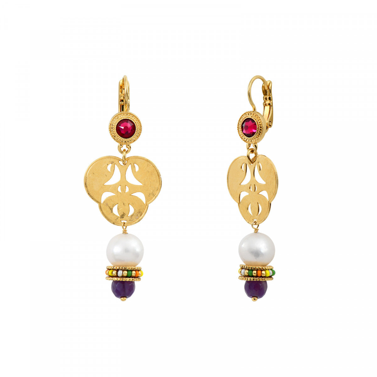 Boucles d'oreilles dormeuses tribales Tiki Turquoise