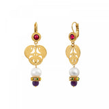 Boucles d'oreilles dormeuses tribales Tiki Turquoise
