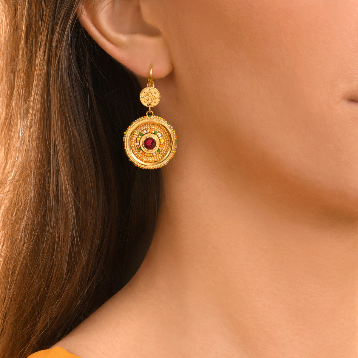 Boucles d'oreilles dormeuses Tiki cristal Prestige Turquoise