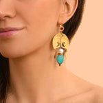 Boucles d'oreilles dormeuses tribales Tiki Turquoise