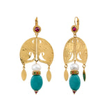 Boucles d'oreilles dormeuses tribales Tiki Turquoise