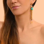 Boucles d'oreilles pendantes à tiges percées Tiki Turquoise