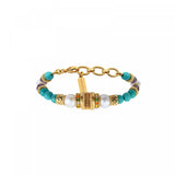 Bracelet perles réglable Tiki filigrane perles de rivière Turquoise