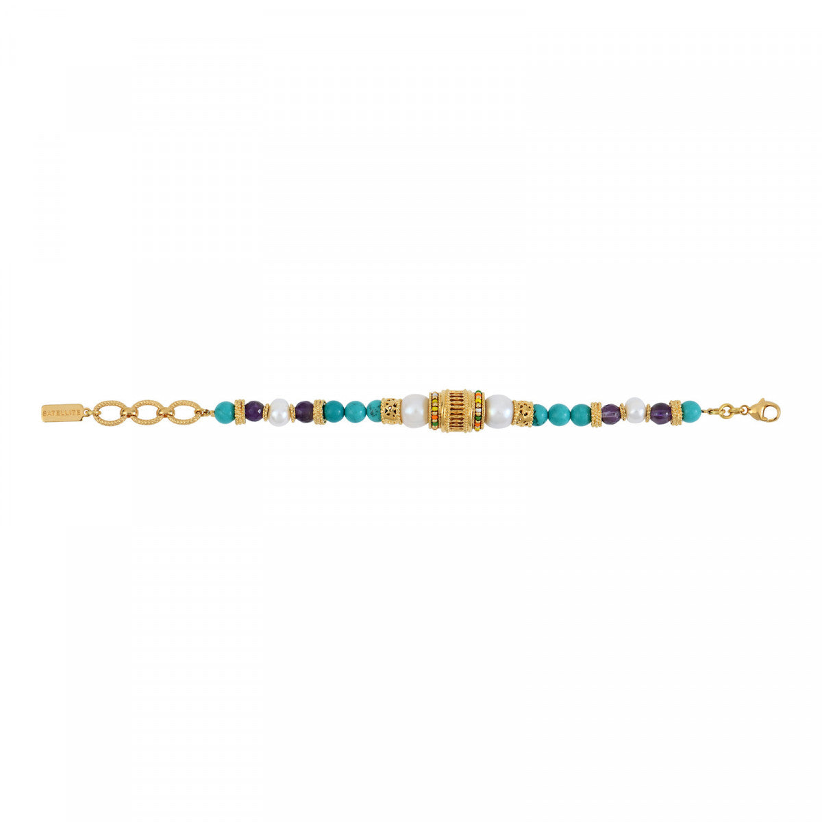 Bracelet perles réglable Tiki filigrane perles de rivière Turquoise