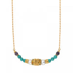 Collier chaîne réglable Tiki filigrane perles de rivière Turquoise