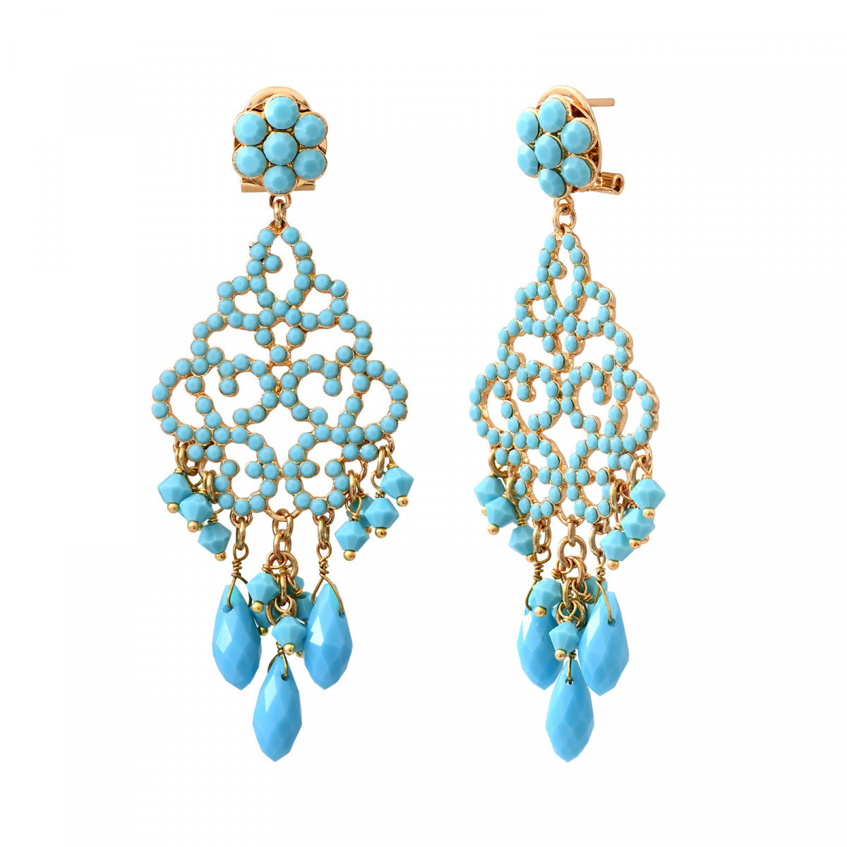 Boucles d'oreilles longues Chiara - turquoise Turquoise