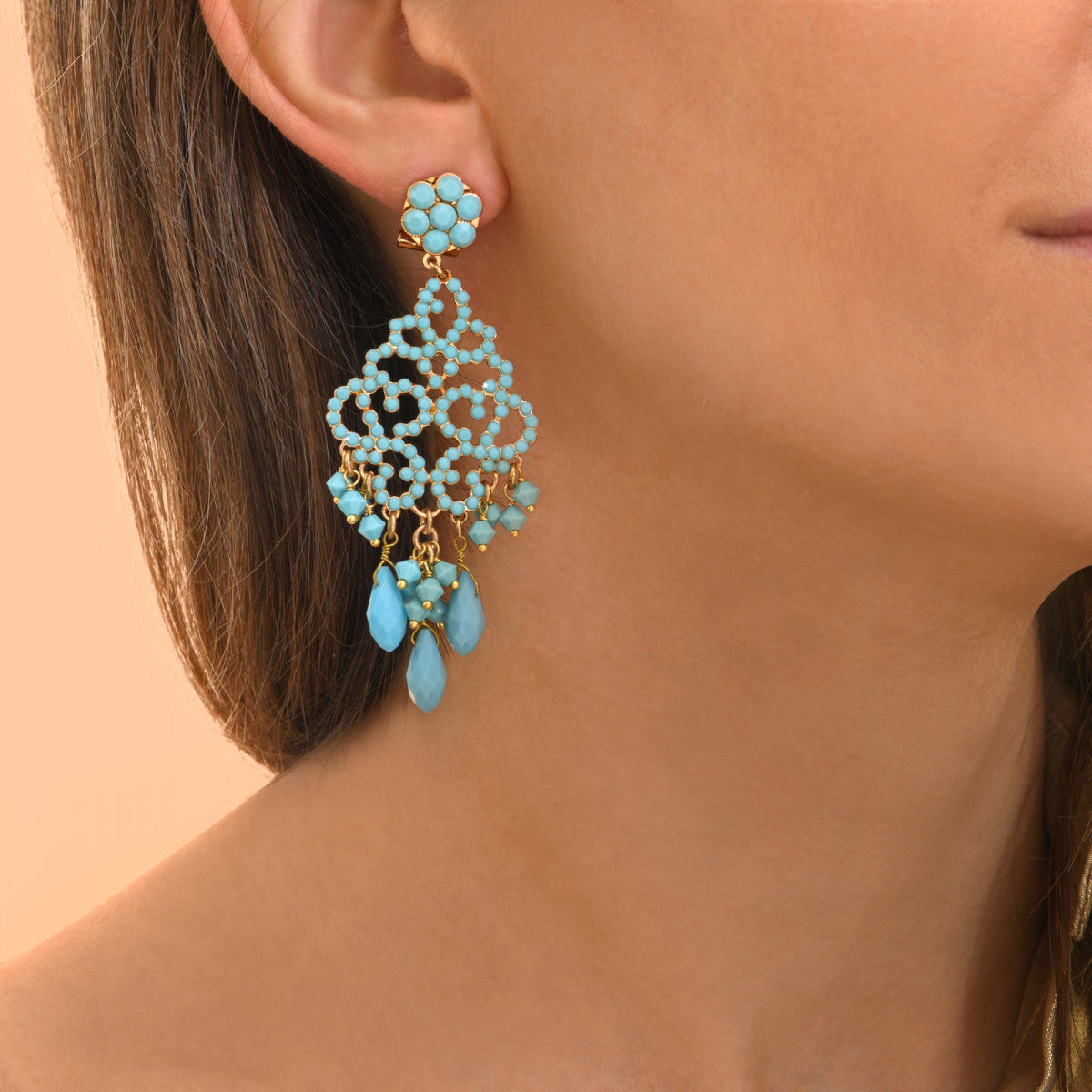 Boucles d'oreilles longues Chiara - turquoise Turquoise