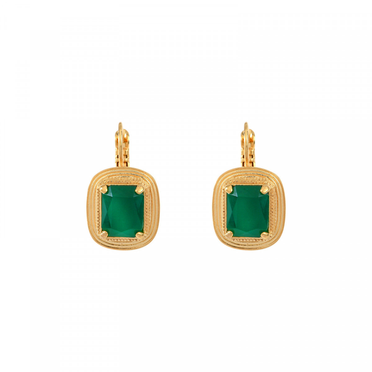Boucles d'oreilles dormeuses cabochon facetté - vert Vert