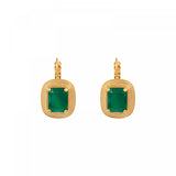 Boucles d'oreilles dormeuses cabochon facetté - vert Vert