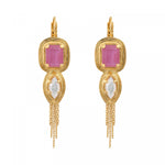 Boucles d'oreilles dormeuses nacre pompon - rose Nacre rose
