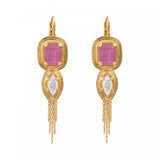 Boucles d'oreilles dormeuses nacre pompon - rose Nacre rose