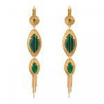 Boucles d'oreilles dormeuses cabochons pompon - vert Vert