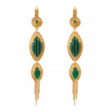 Boucles d'oreilles dormeuses cabochons pompon - vert Vert
