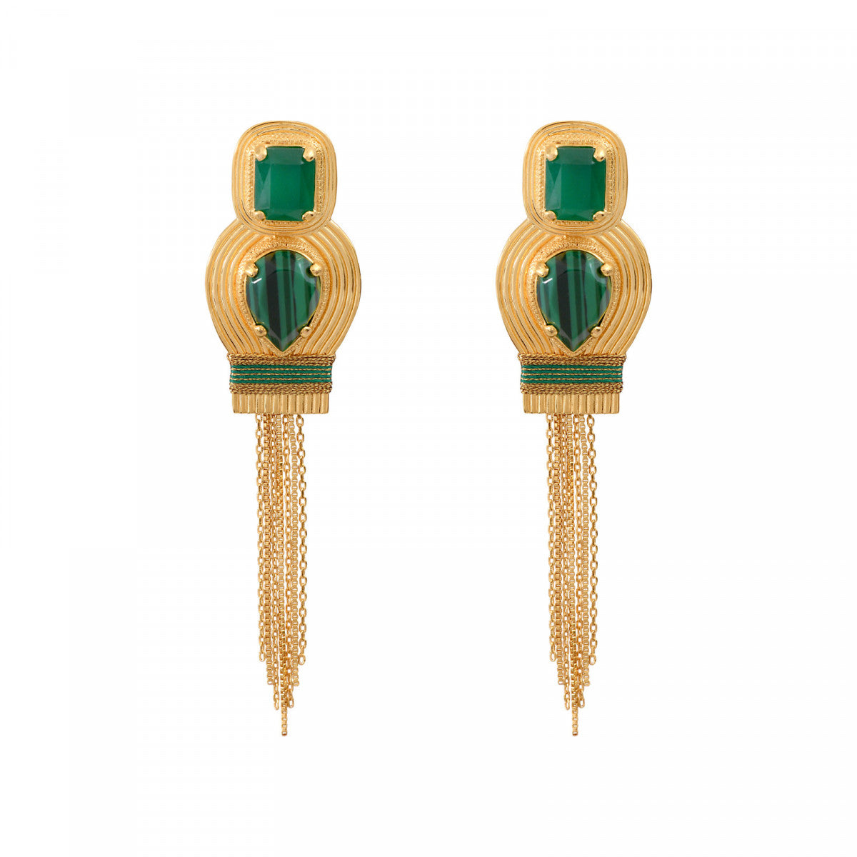 Boucles d'oreilles clips couture cabochons pompon - vert Vert