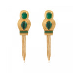 Boucles d'oreilles clips couture cabochons pompon - vert Vert