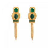 Boucles d'oreilles clips couture cabochons pompon - vert Vert