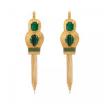 Boucles d'oreilles dormeuses couture cabochons pompon - vert Vert
