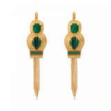 Boucles d'oreilles dormeuses couture cabochons pompon - vert Vert