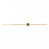 Bracelet fin réglable fantaisie métal doré cabochon - vert Vert