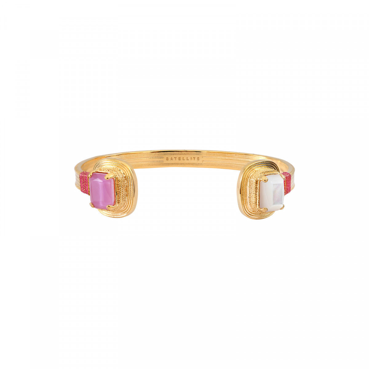 Bracelet jonc toi et moi ajustable nacre filigrane - rose Nacre rose