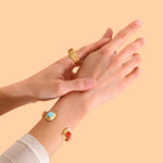 Bracelet jonc toi et moi ajustable bohème cabochons filigrane - turquoise Turquoise corail