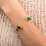Bracelet jonc toi et moi ajustable cabochons filigrane - vert Vert