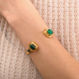 Bracelet jonc toi et moi ajustable cabochons filigrane - vert Vert