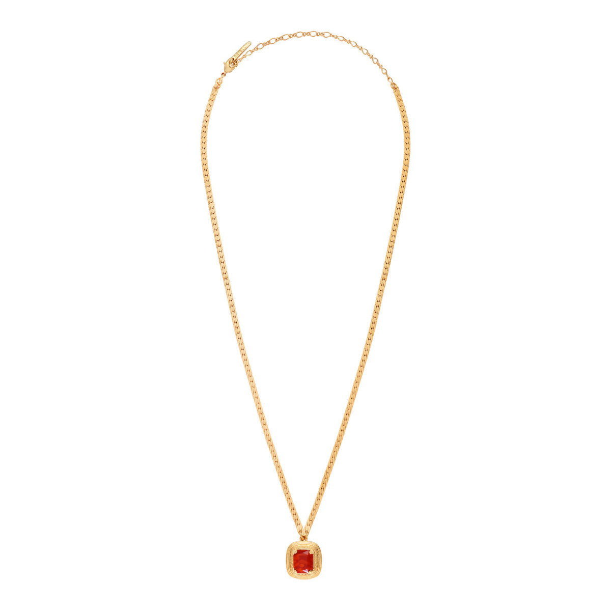 Collier pendentif réglable métal doré cabochon - corail Turquoise corail