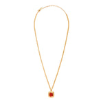 Collier pendentif réglable métal doré cabochon - corail Turquoise corail