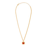 Collier pendentif réglable métal doré cabochon - corail Turquoise corail