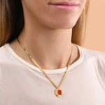 Collier pendentif réglable métal doré cabochon - corail Turquoise corail