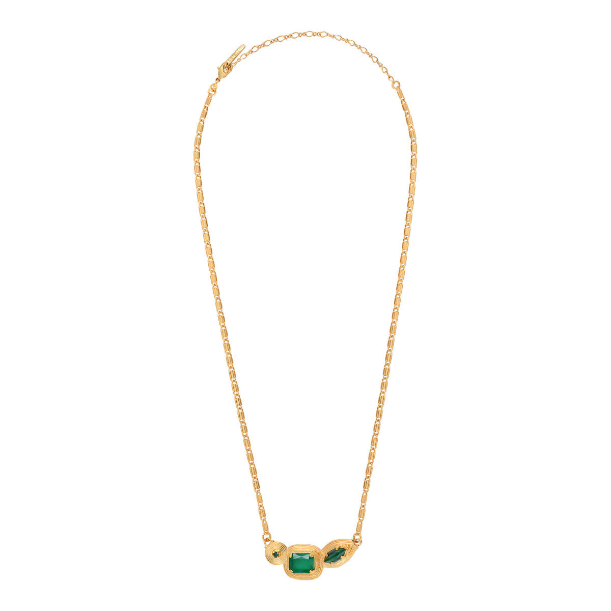 Collier pendentif réglable art déco cabochons - vert Vert