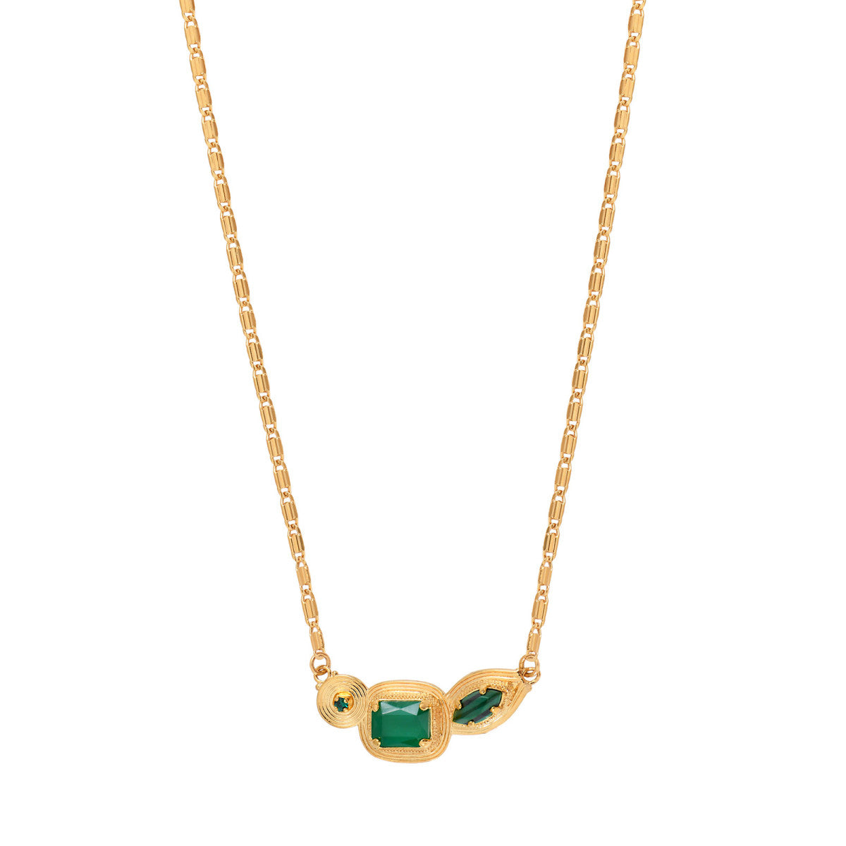 Collier pendentif réglable art déco cabochons - vert Vert