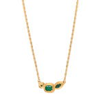 Collier pendentif réglable art déco cabochons - vert Vert